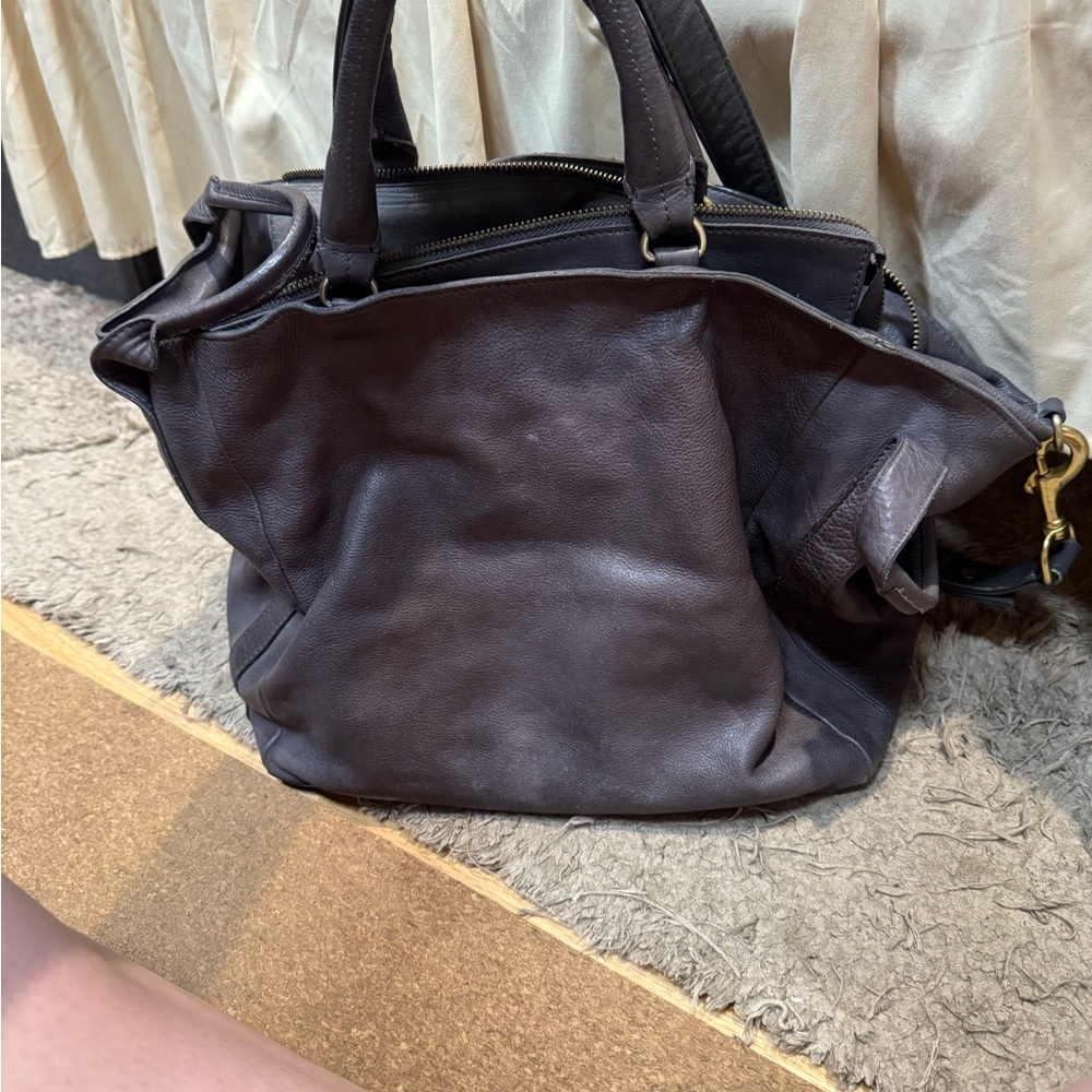 Free people Gray Leather Tote Bag